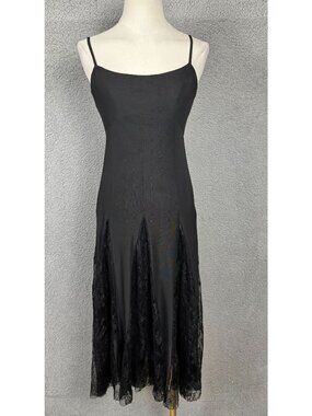 Steve Madden Vita Black Midi Dress With Lace Inserts Lined XS mall New With Tags